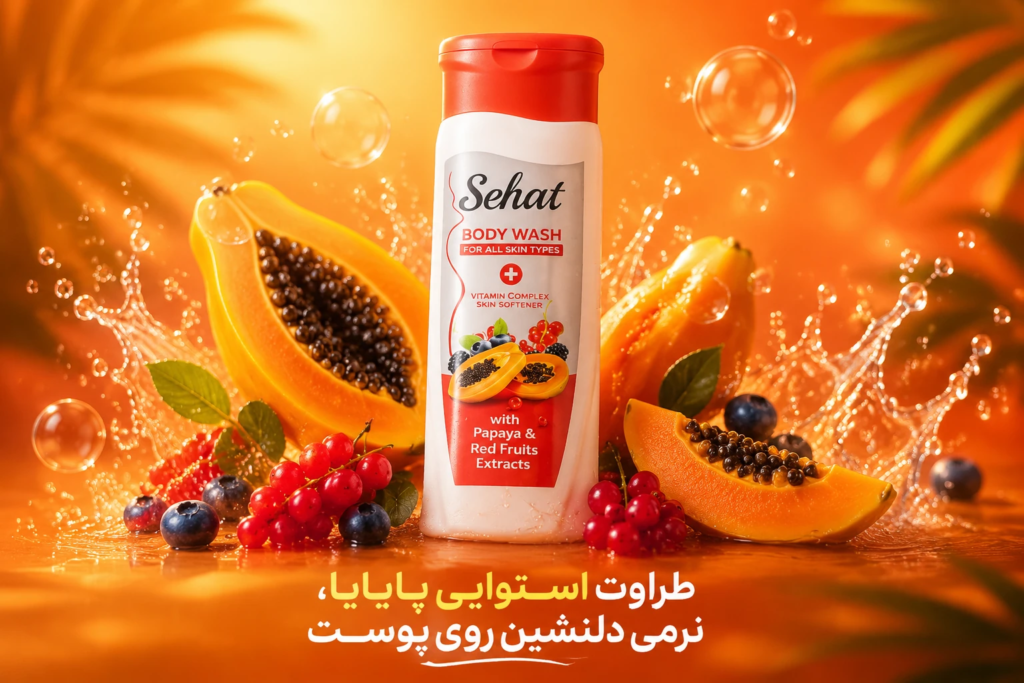 بدن شوی میوه های سرخ و پاپایا صحت با آنزیم پاپائین و ویتامین C، پوست را روشن و شفاف میکند. لایه‌ برداری ملایم برای پوست کدر و خسته. آنتی‌ اکسیدان قوی.