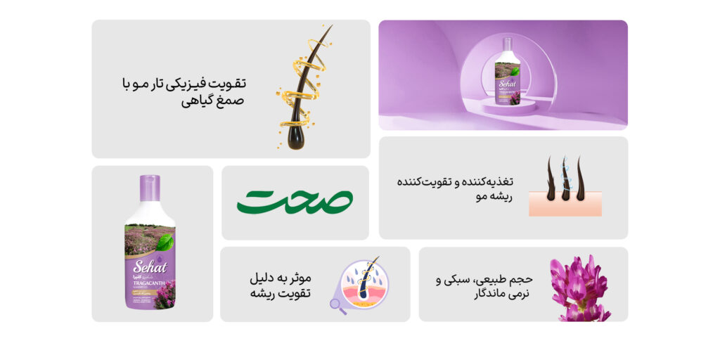 شامپو کتیرا صحت با عصاره صمغ گیاه گون، حجم‌دهنده طبیعی موهای نازک و کم‌پشت. راهنمای کامل ترکیبات، نحوه استفاده، تایم‌لاین نتایج و مقایسه با شامپوهای شیمیایی حجم‌دهنده.